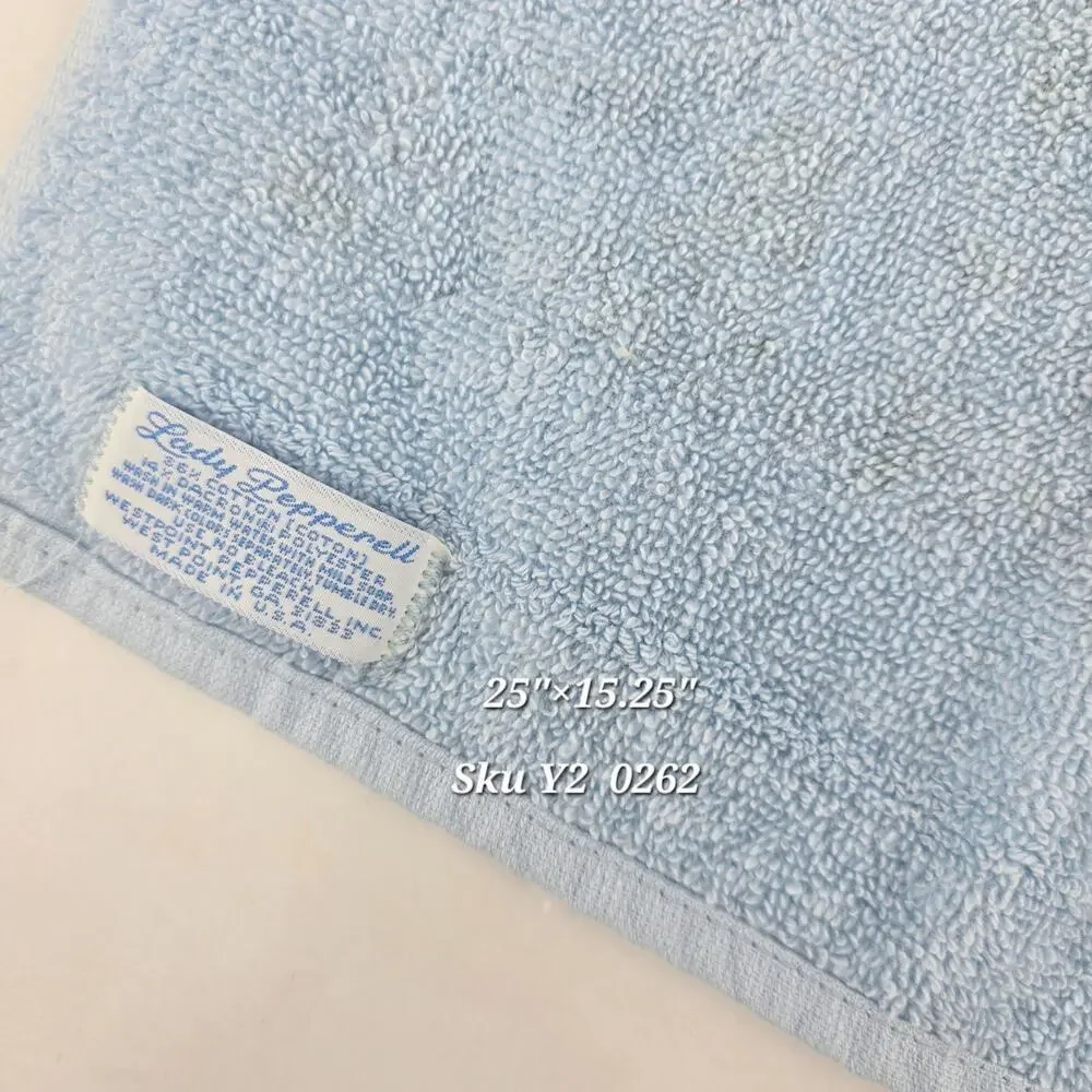 Vintage Lady Pepperell Blue Floral Towel Set 3pc Bath Plush Cotton Cottagecore